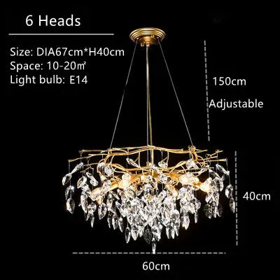 Mansion Luxury Crystal Chandelier LED Pendant Lamps for Living Room and Dining Hall