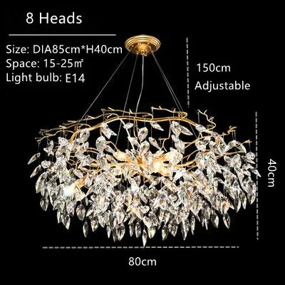 Mansion Luxury Crystal Chandelier LED Pendant Lamps for Living Room and Dining Hall