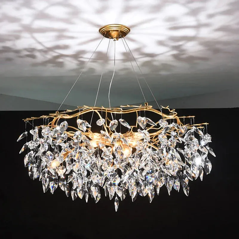 Mansion Luxury Crystal Chandelier LED Pendant Lamps for Living Room and Dining Hall