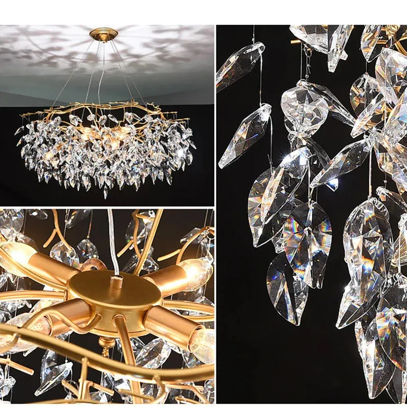 Mansion Luxury Crystal Chandelier LED Pendant Lamps for Living Room and Dining Hall