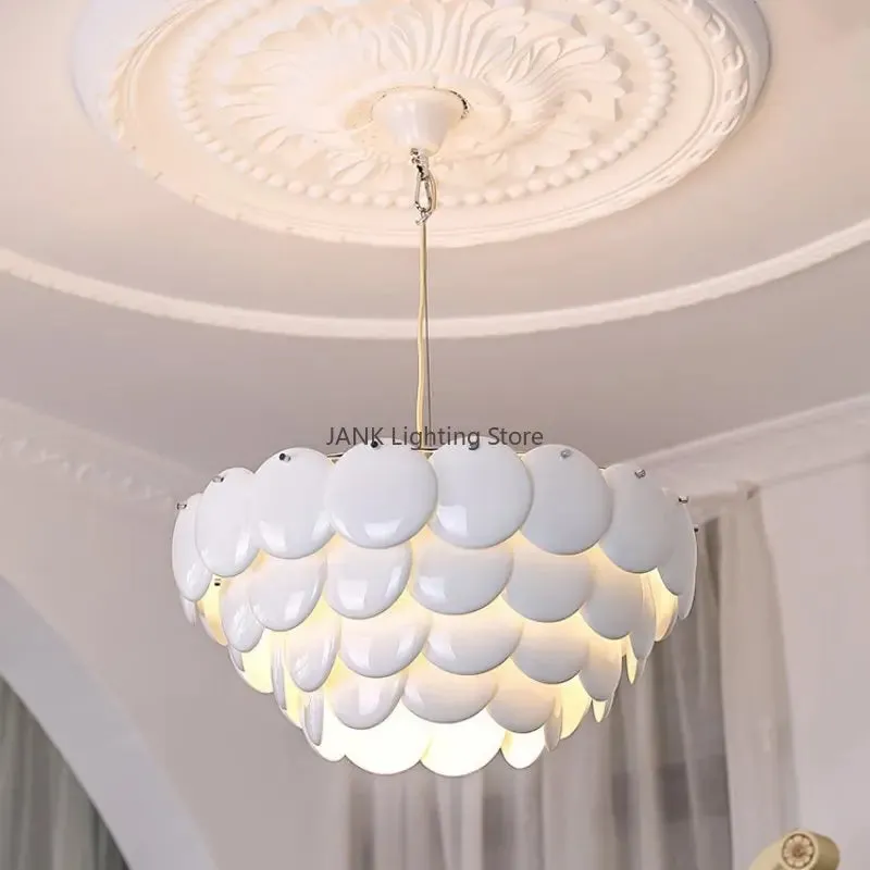 Mansion White Ceramic Chandelier: Luxury LED Lighting for Romantic Home Decor