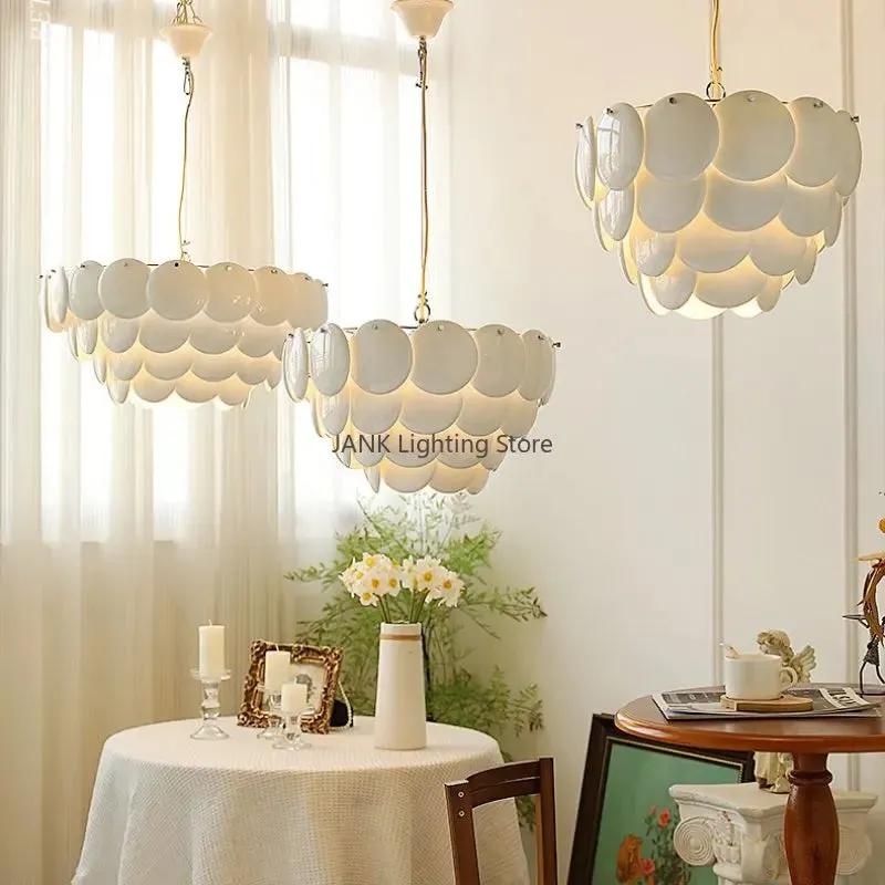 Mansion White Ceramic Chandelier: Luxury LED Lighting for Romantic Home Decor