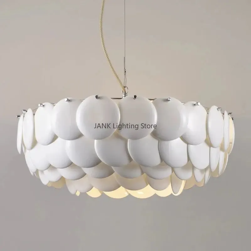 Mansion White Ceramic Chandelier: Luxury LED Lighting for Romantic Home Decor