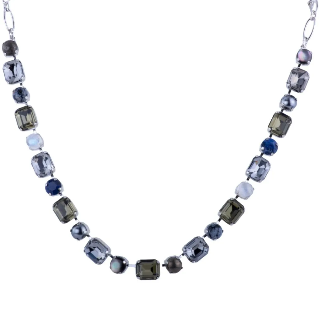 Medium Emerald Cut and Round Necklace in "Nightfall" *Custom*