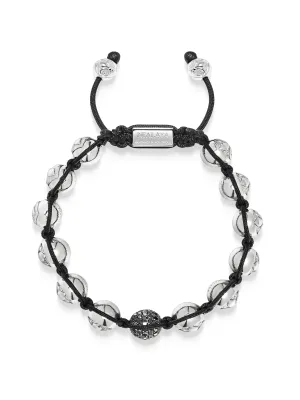 Men's Black Diamond Beaded Bracelet with Sterling Silver Beads