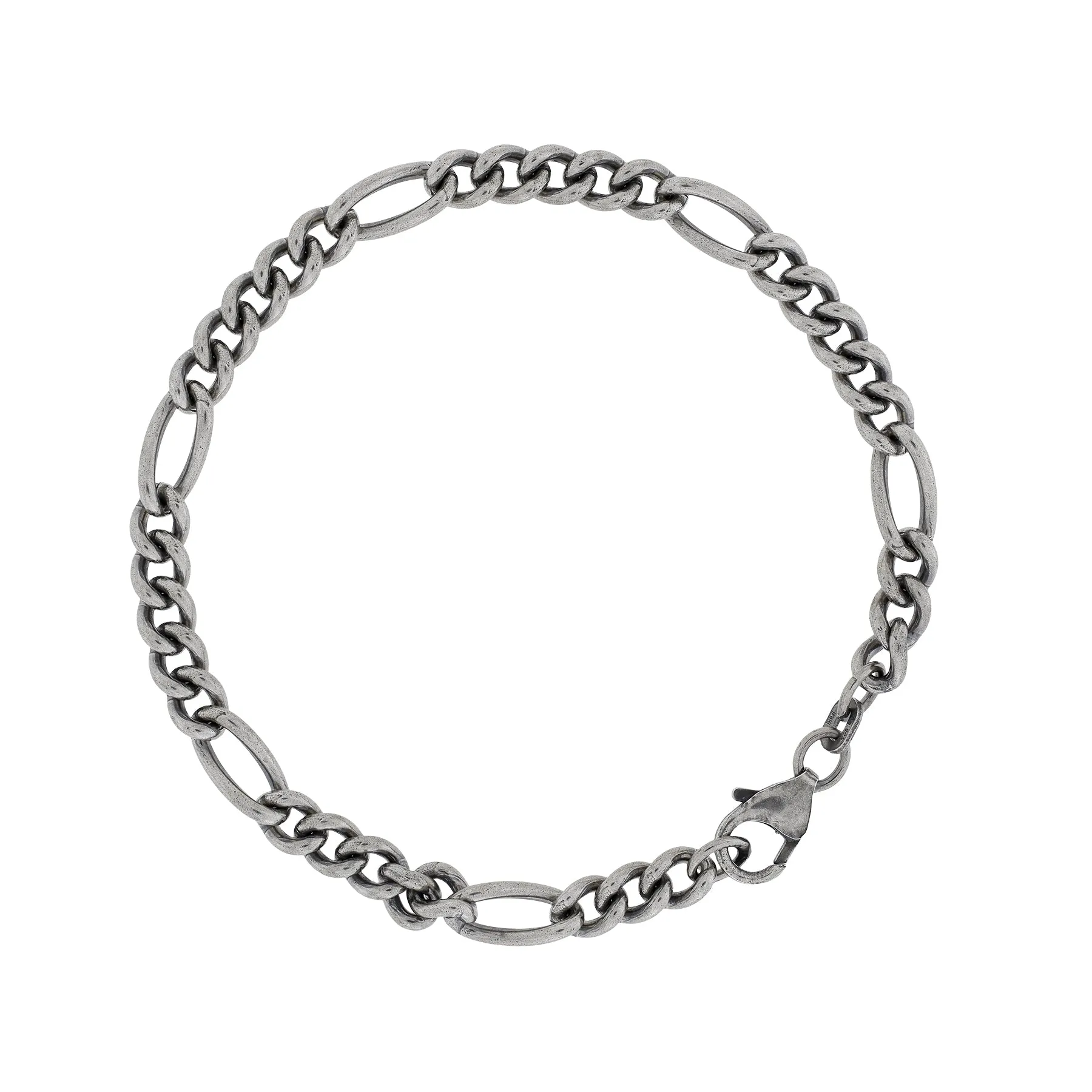 Men's Oxidised Silver Figaro Link Wrist Chain