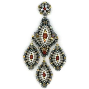 Miguel Ases  Garnet Multi with Diamond Shape 3 Drop  Earring  - Fall 2022