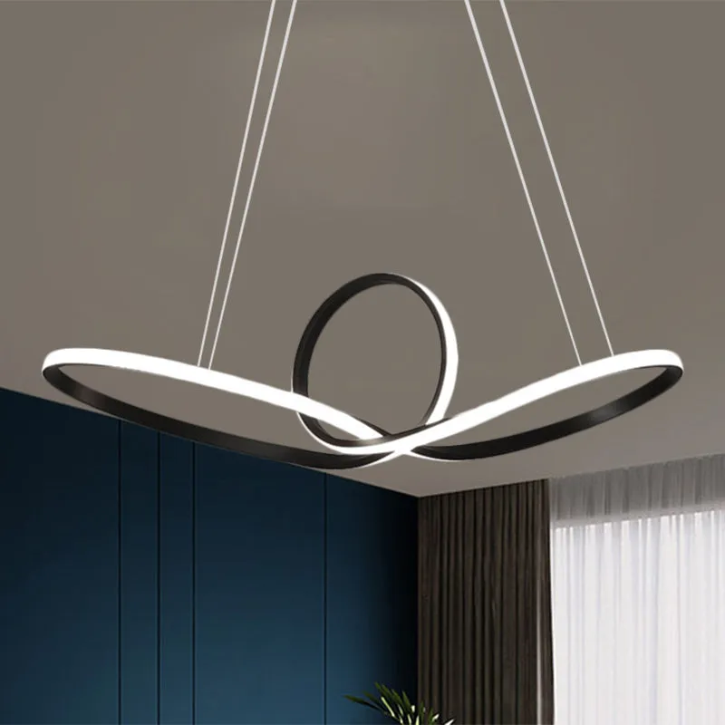 Minimalist LED Cycle Chandelier Pendant - Acrylic, Warm/White Light - Black/White