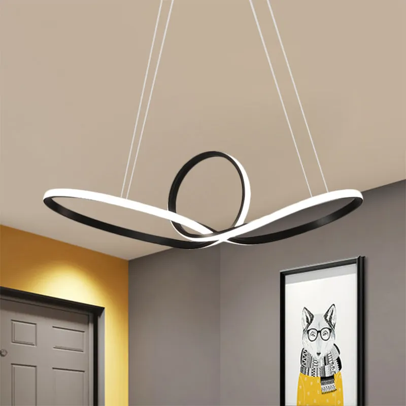 Minimalist LED Cycle Chandelier Pendant - Acrylic, Warm/White Light - Black/White