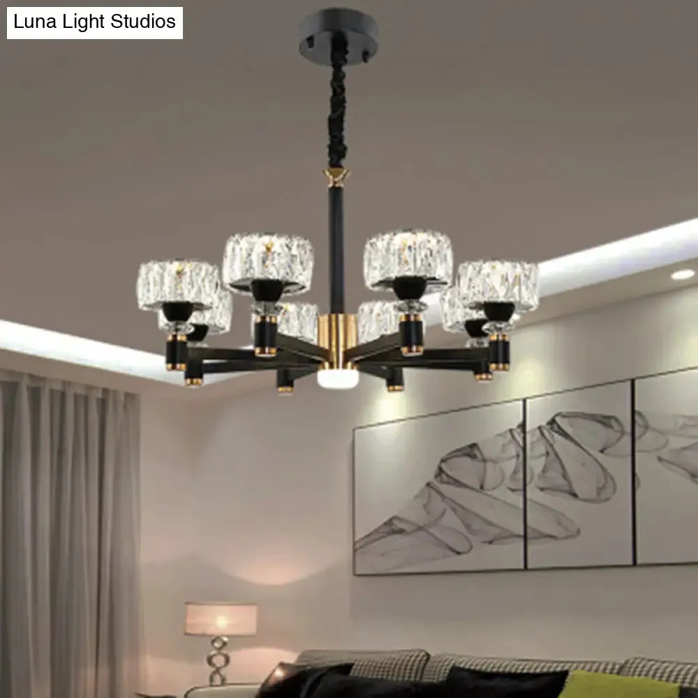 Modern LED Living Room Chandelier: Round, Simplicity in Black Metal