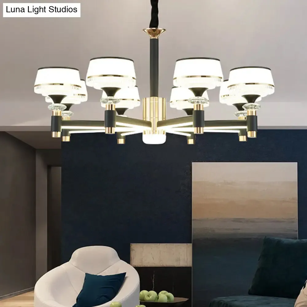 Modern LED Living Room Chandelier: Round, Simplicity in Black Metal