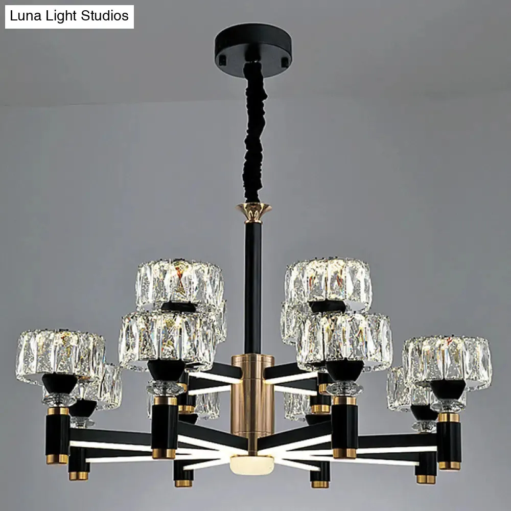 Modern LED Living Room Chandelier: Round, Simplicity in Black Metal