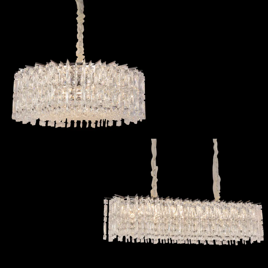 Modern Luxury Round/Rectangle Ice Crystal Chandelier in Chrome Finish for Living/Dining Room/Bedroom