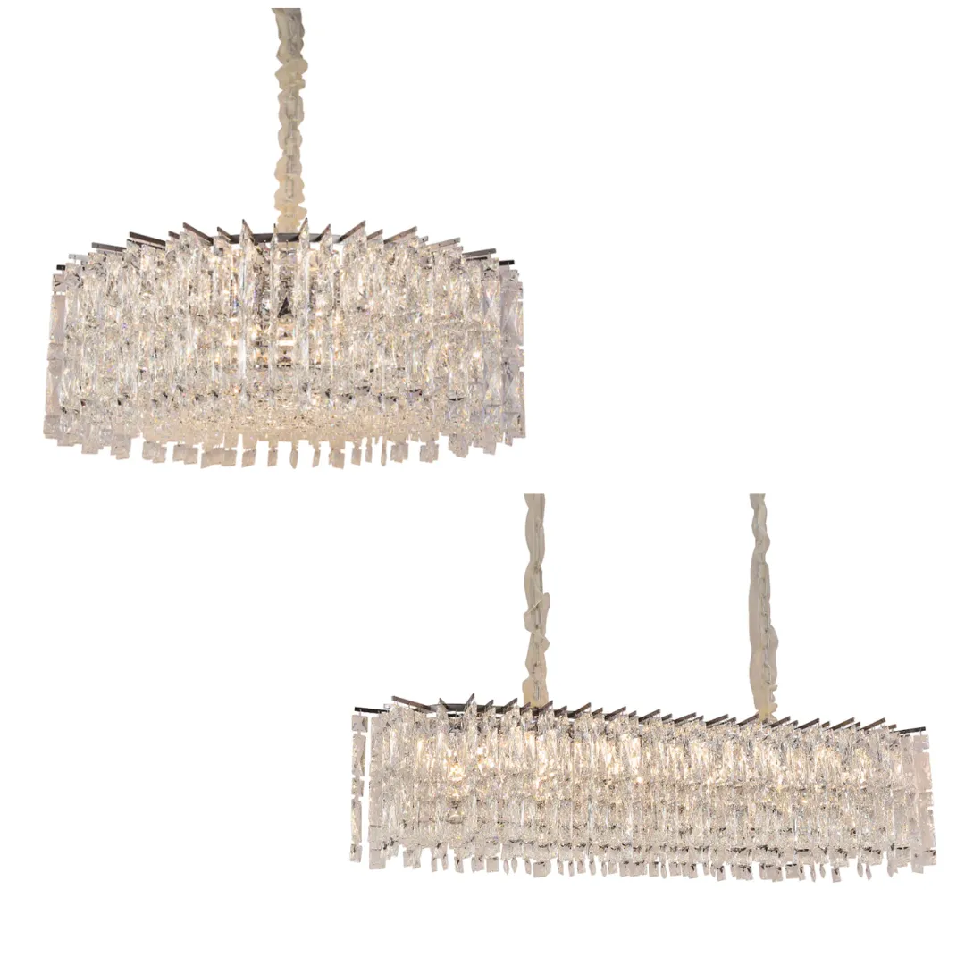 Modern Luxury Round/Rectangle Ice Crystal Chandelier in Chrome Finish for Living/Dining Room/Bedroom