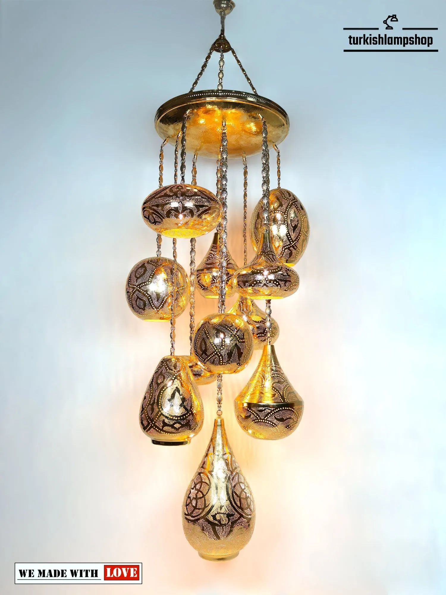 Moroccan Chandelier Large 11 Globe Different Pattern