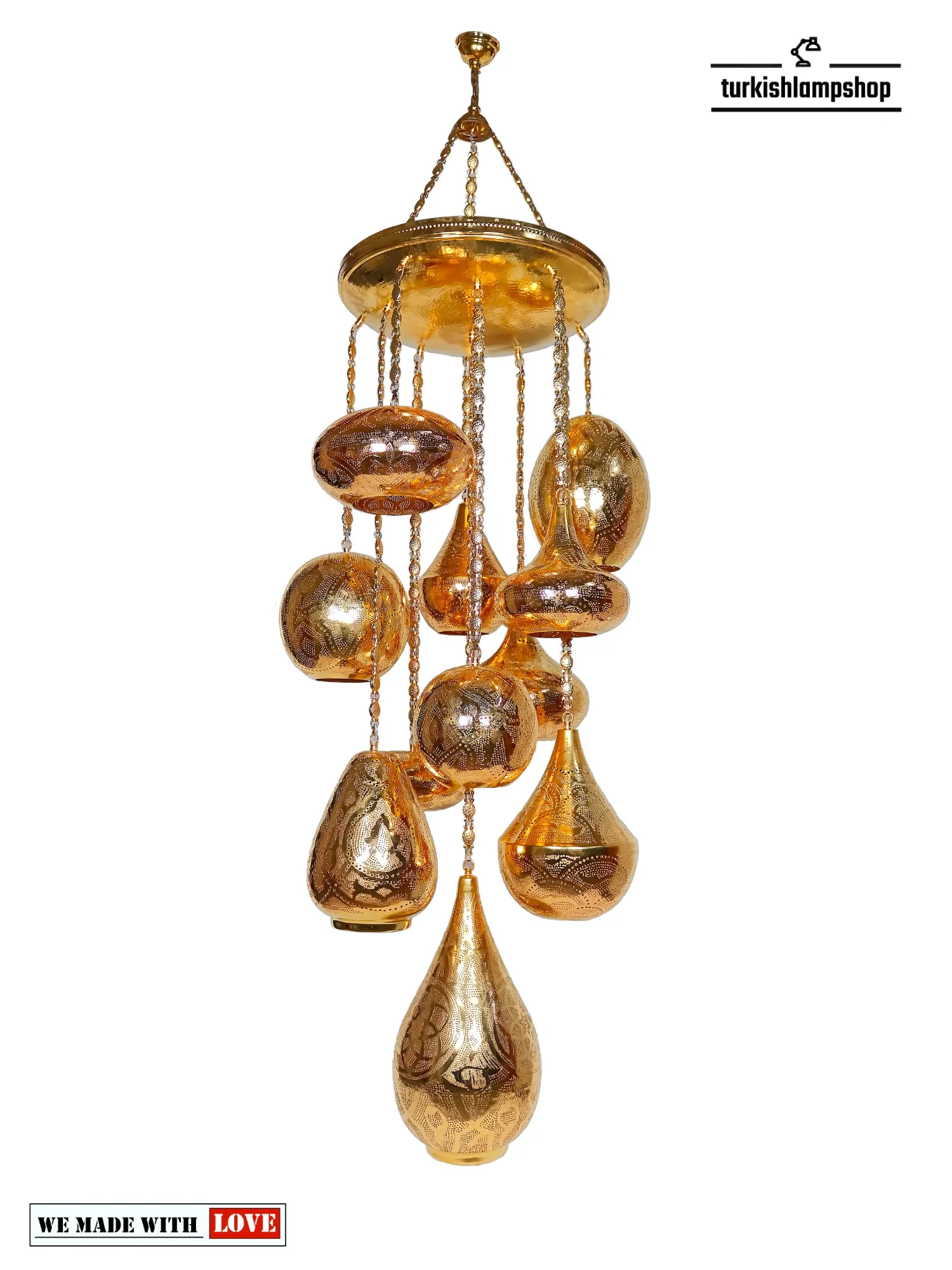 Moroccan Chandelier Large 11 Globe Different Pattern