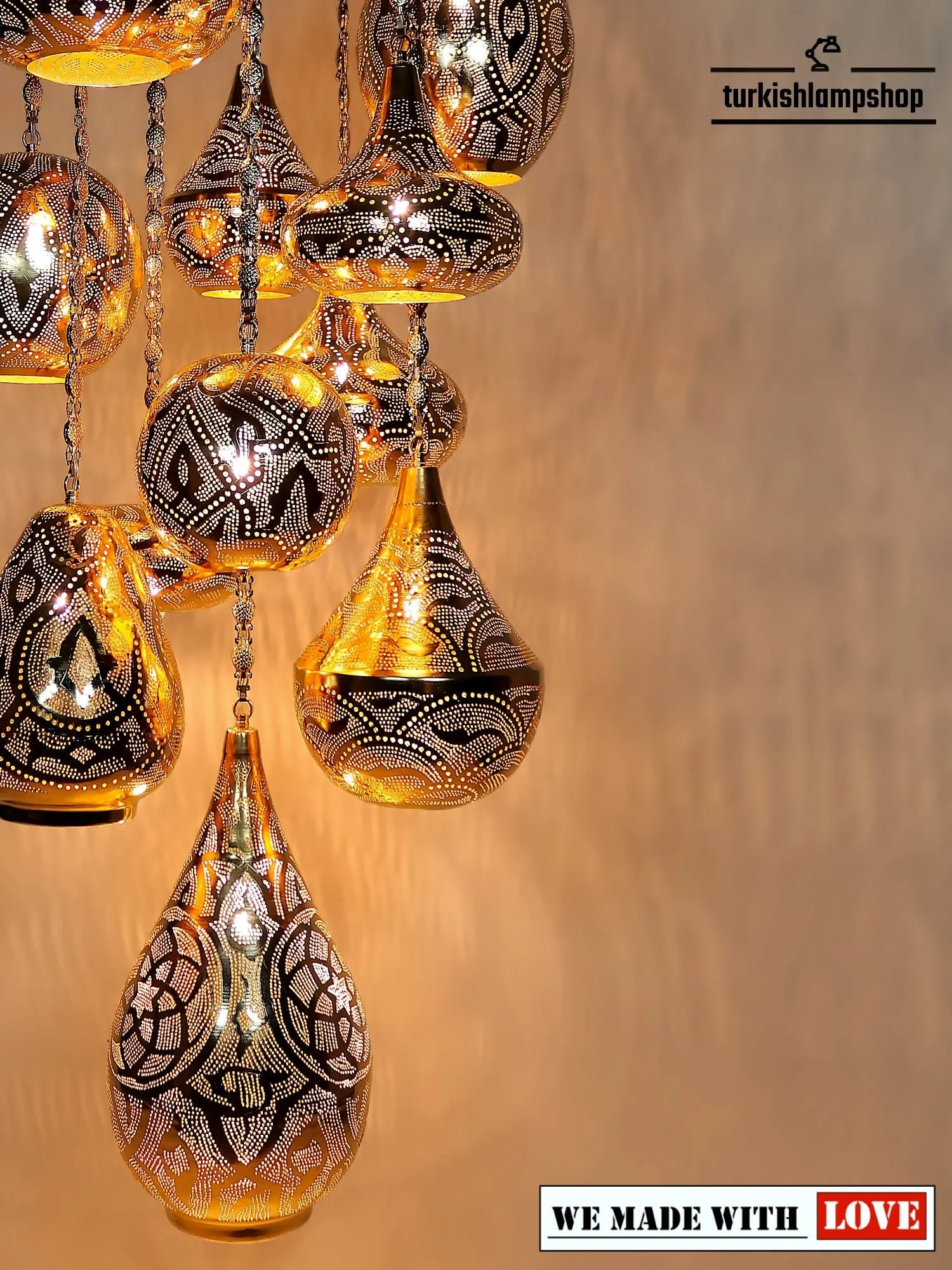 Moroccan Chandelier Large 11 Globe Different Pattern