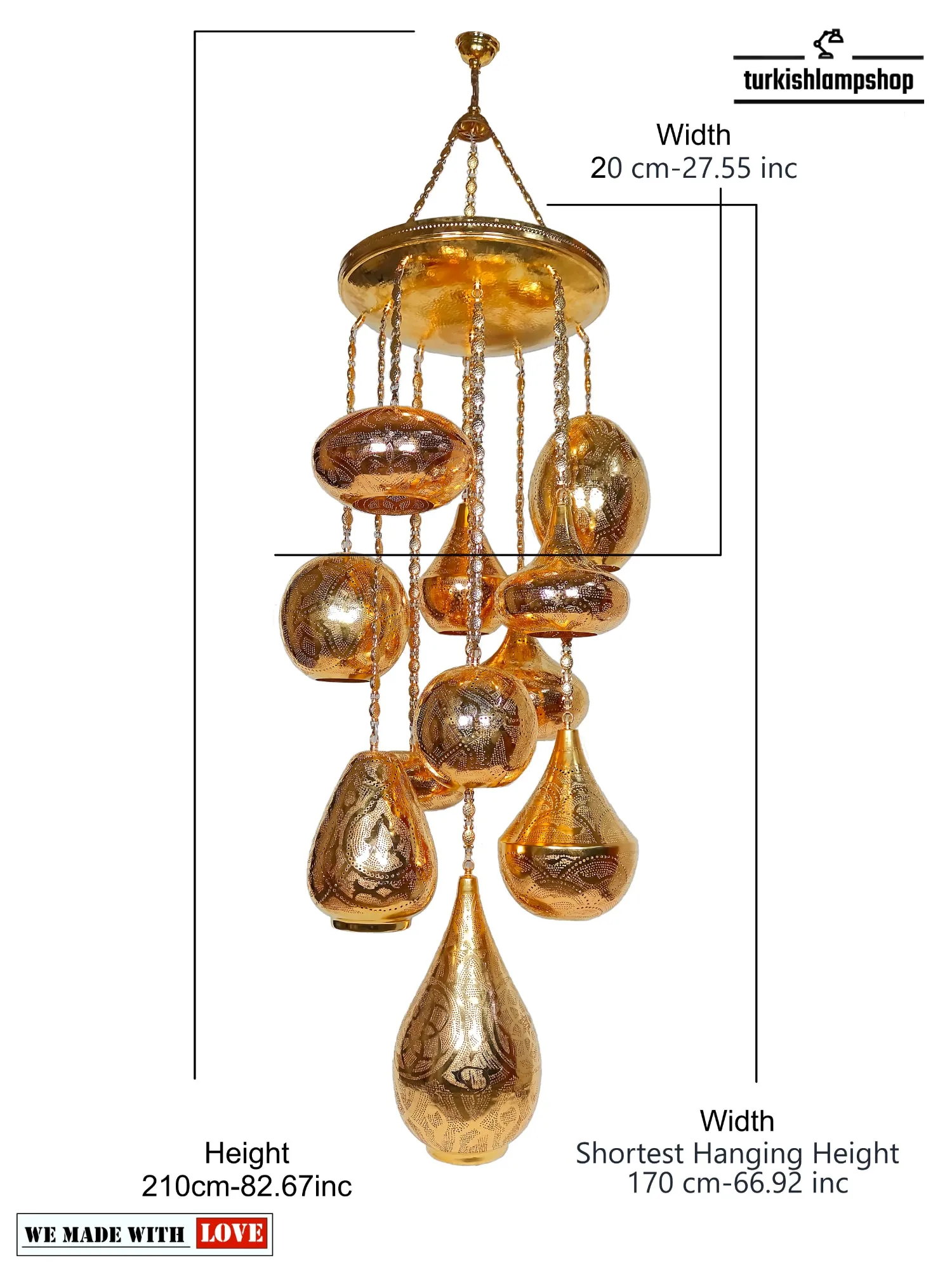 Moroccan Chandelier Large 11 Globe Different Pattern