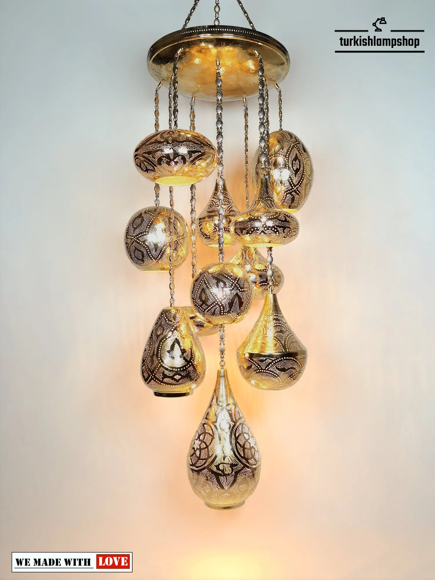 Moroccan Chandelier Large 11 Globe Different Pattern