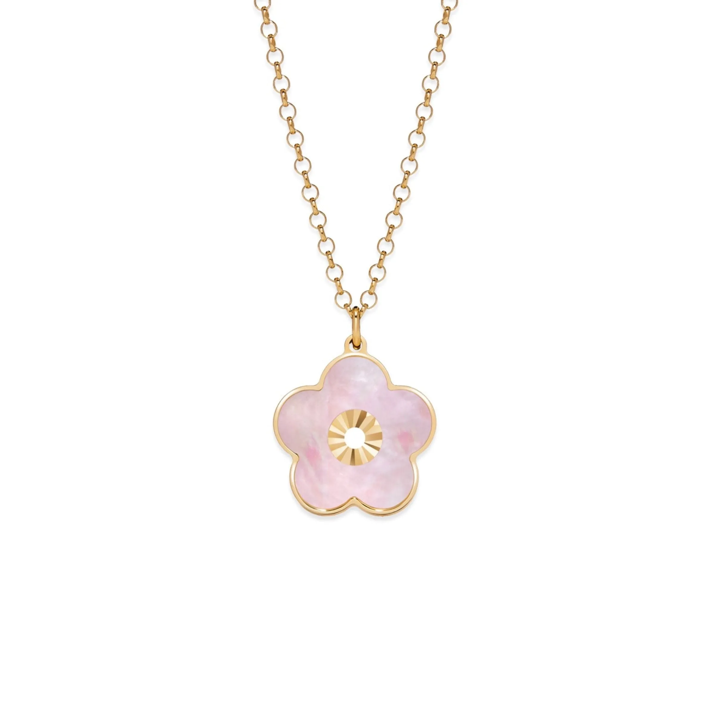 Mother Of Pearl Flower Pendant Necklace