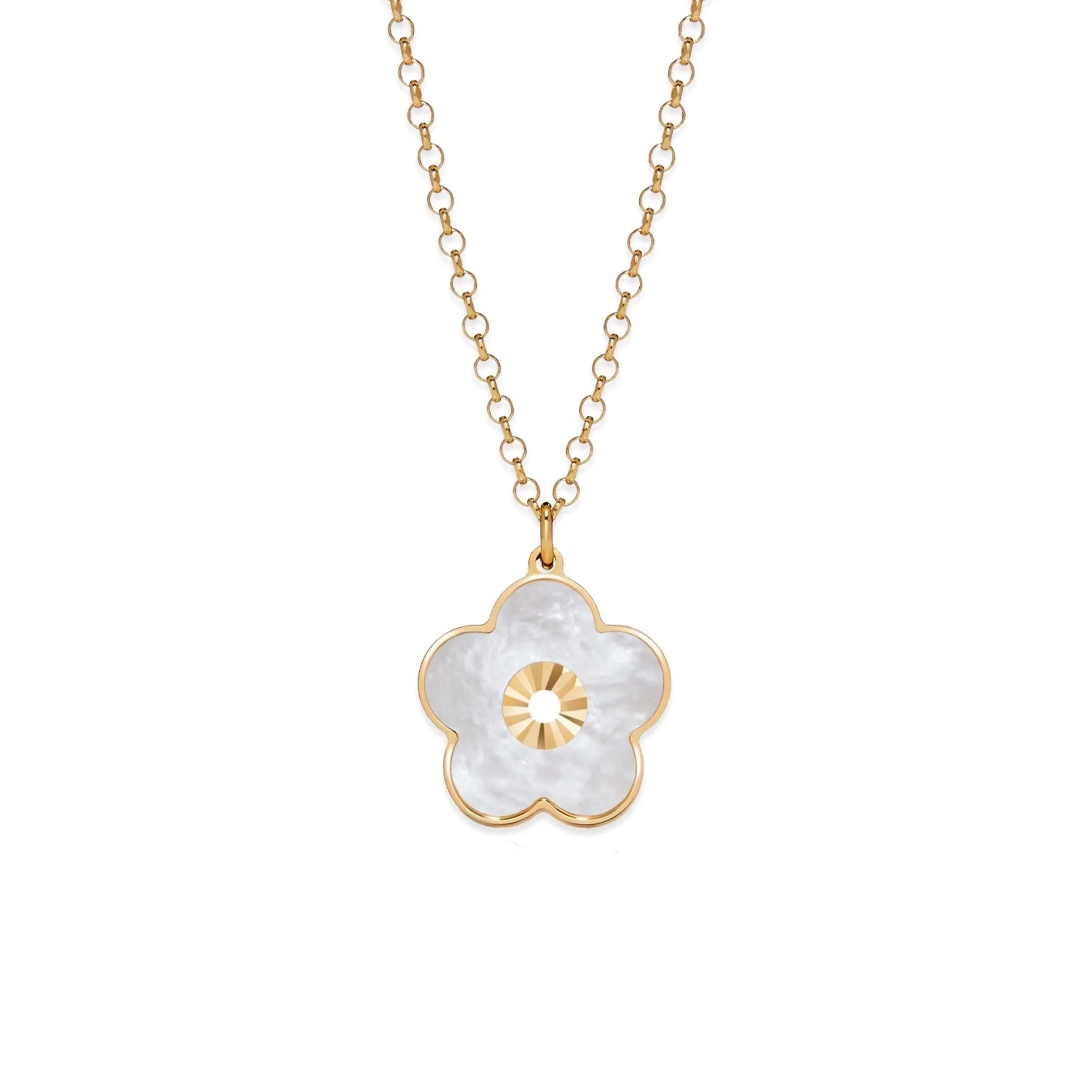 Mother Of Pearl Flower Pendant Necklace