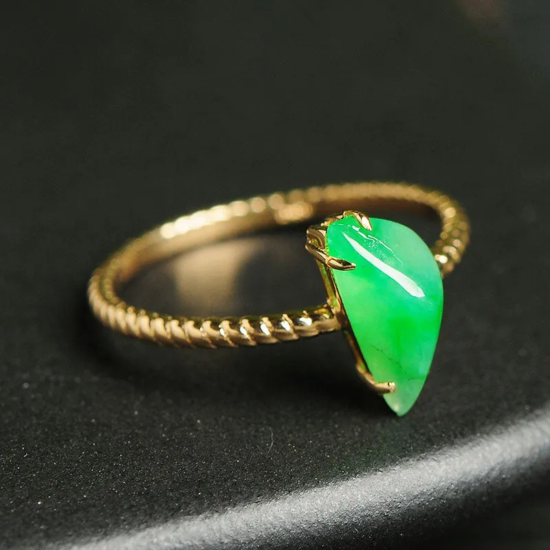 Natural Jade Ring Jadeite Gold Ring R1