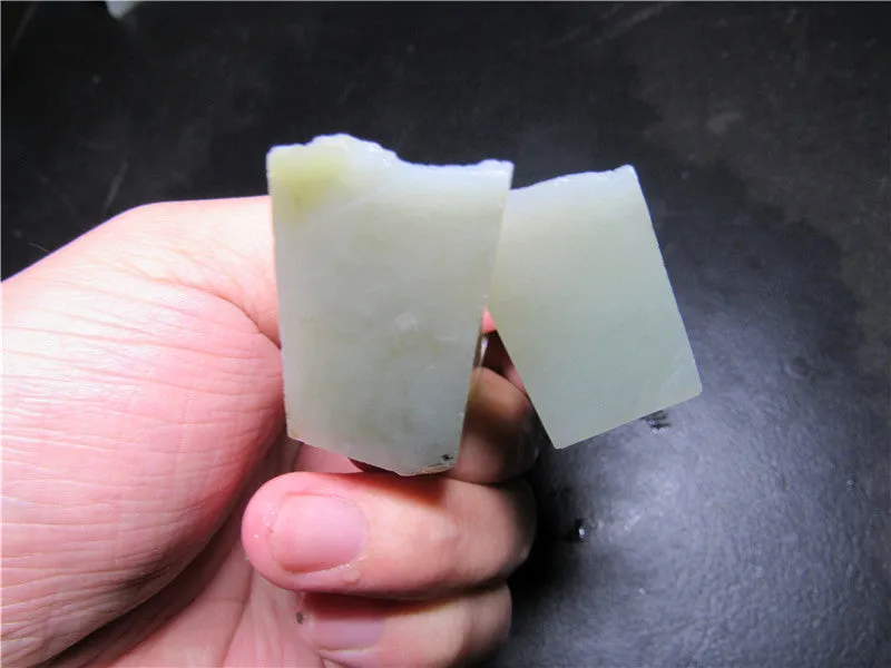 Natural Kunlun Jade Rough Nephrite Raw (20.67g, 41X32X18mm) & (23.12g, 40X35X20mm)