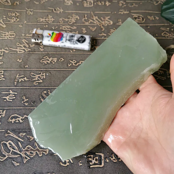 Natural Kunlun Jade Rough Nephrite Raw (327g, 15X5.5X1.2cm)