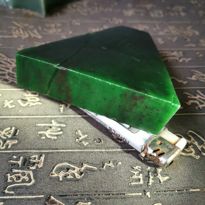 Natural Kunlun Jade Rough Nephrite Raw (402g, 9.5X8.5X2.4cm)