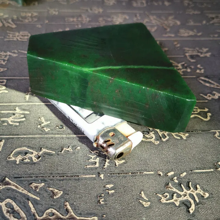 Natural Kunlun Jade Rough Nephrite Raw (402g, 9.5X8.5X2.4cm)