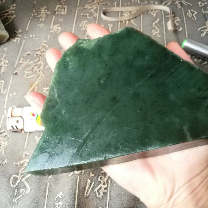 Natural Kunlun Jade Rough Nephrite Raw (560g, 13X9X2cm)