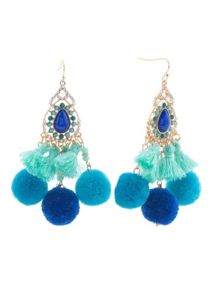 NOIR Pom Pom Chandelier Earrings