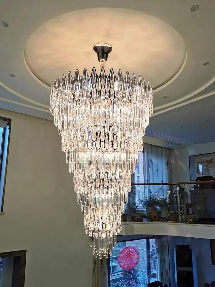 Oversized Multi-layers Luxury Creative Art Crystal Chandelier for Foyer/Staircase/Hallway