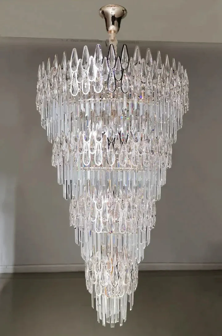 Oversized Multi-layers Luxury Creative Art Crystal Chandelier for Foyer/Staircase/Hallway