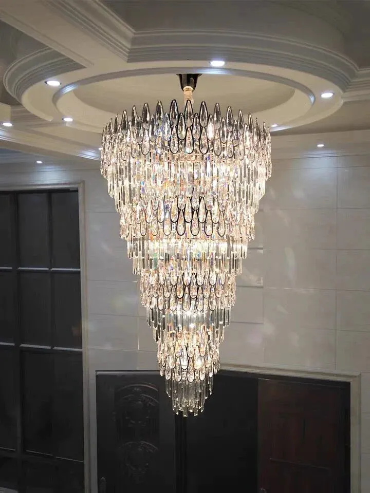 Oversized Multi-layers Luxury Creative Art Crystal Chandelier for Foyer/Staircase/Hallway