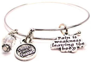 Pain Is Weakness Leaving The Body Expandable Bangle Bracelet