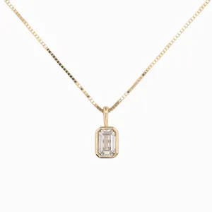 Patia Necklace Emerald Cut Diamond, 14K Yellow Gold (One of a kind)