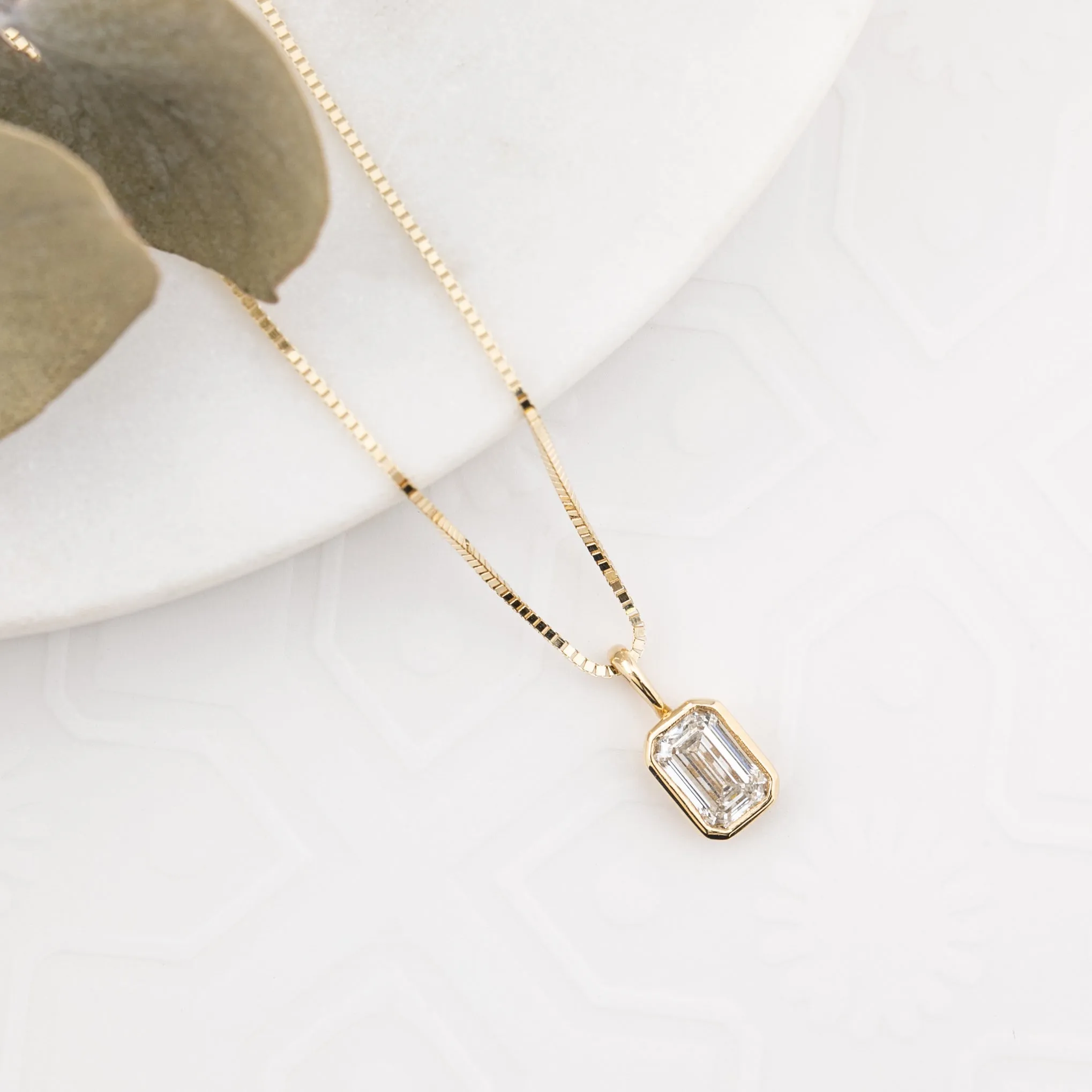 Patia Necklace Emerald Cut Diamond, 14K Yellow Gold (One of a kind)