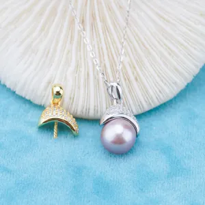 Pe011038  DIY 9-12mm Natural Freshwater pearl pendant accessory 925 sterling silver engagement jewelry necklace for women