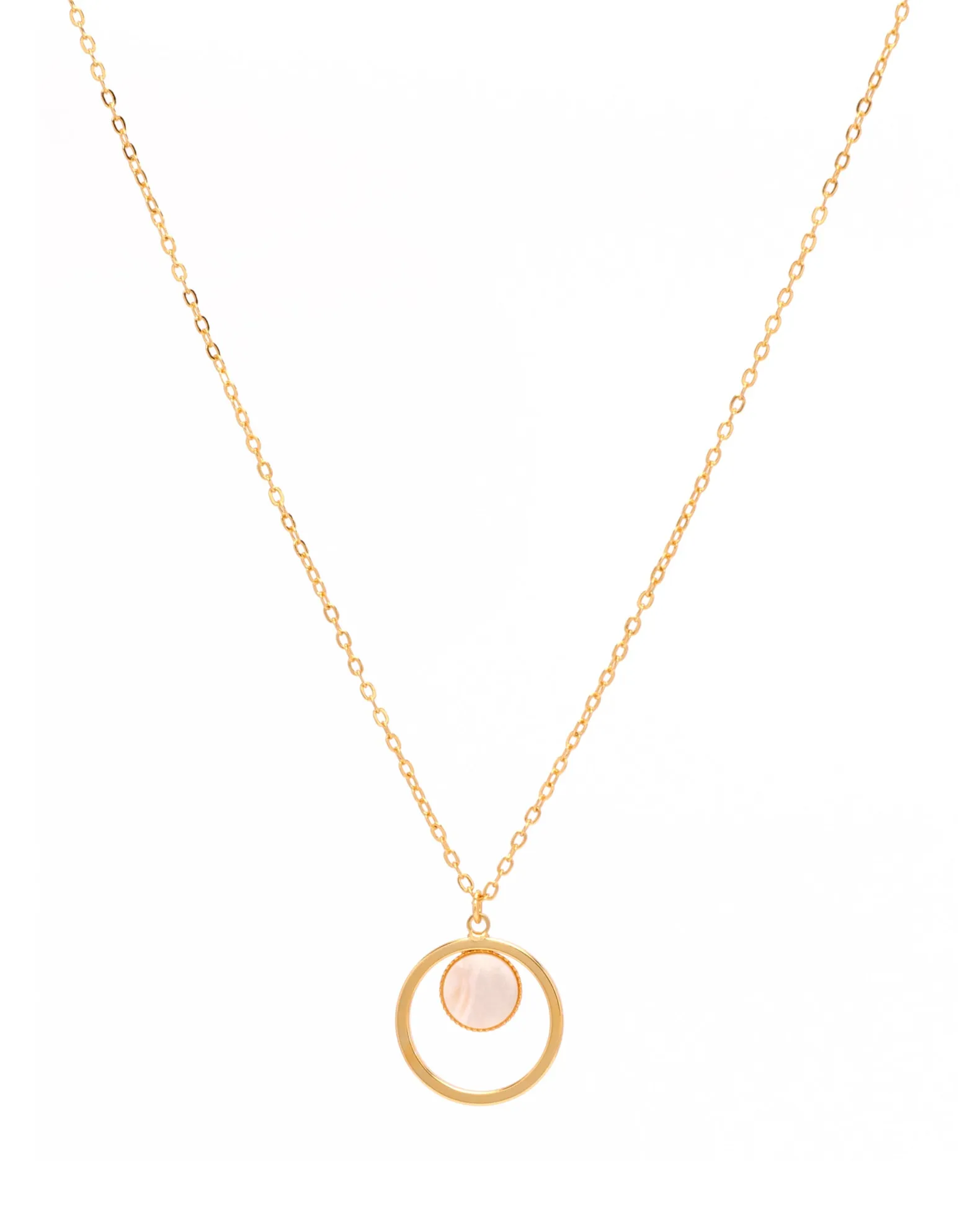 Perla Gold Circle Shell Pendant Necklace