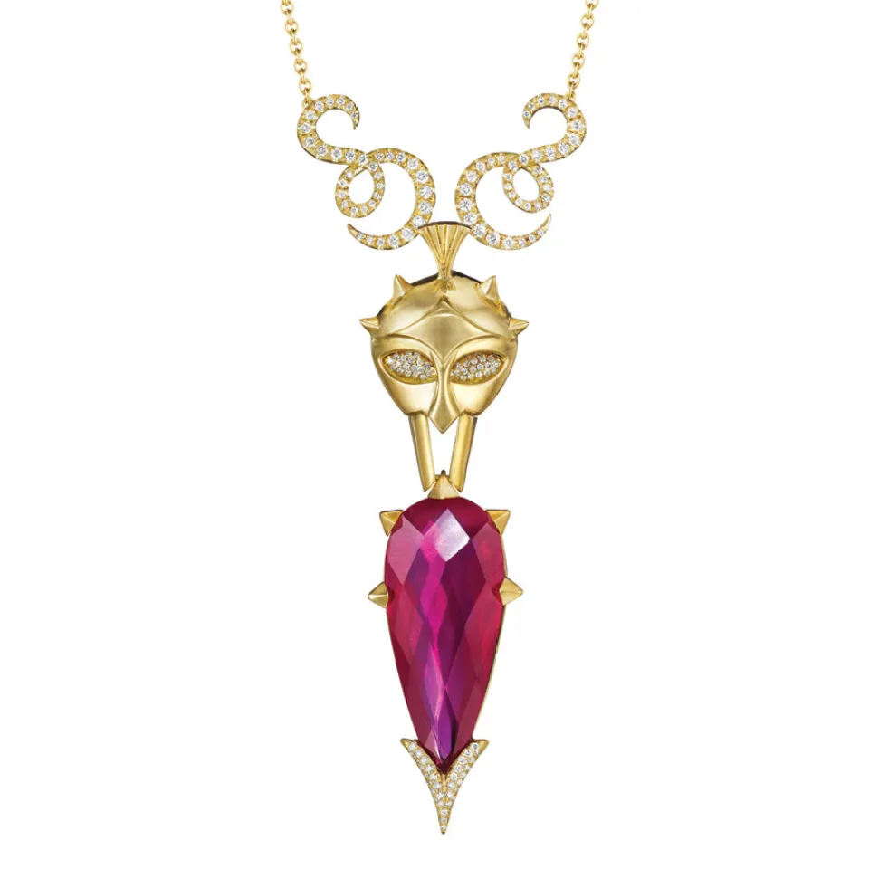 Rhodolite Garnet and Diamond Mythology Collection Ares Necklace by MadStone