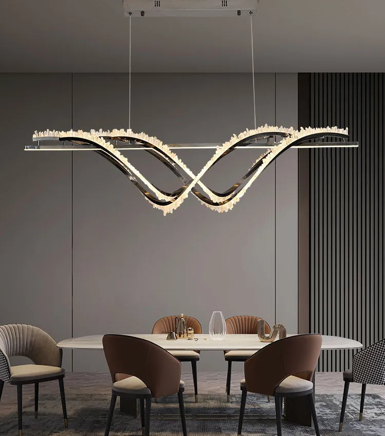 Rose Rock Crystal Grand Linear Chandelier | Ivanka Lumiere