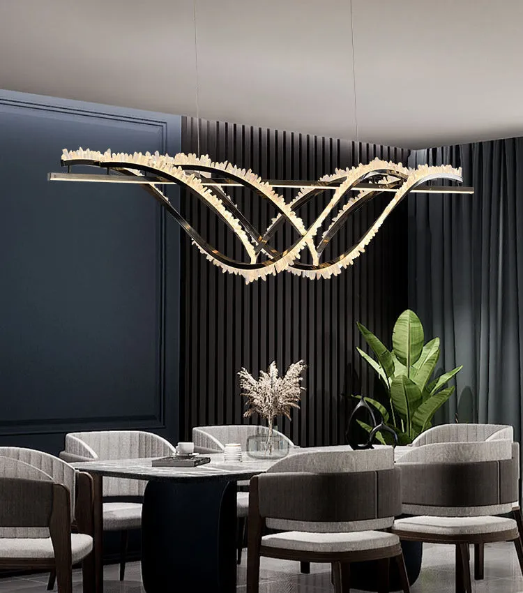 Rose Rock Crystal Grand Linear Chandelier | Ivanka Lumiere