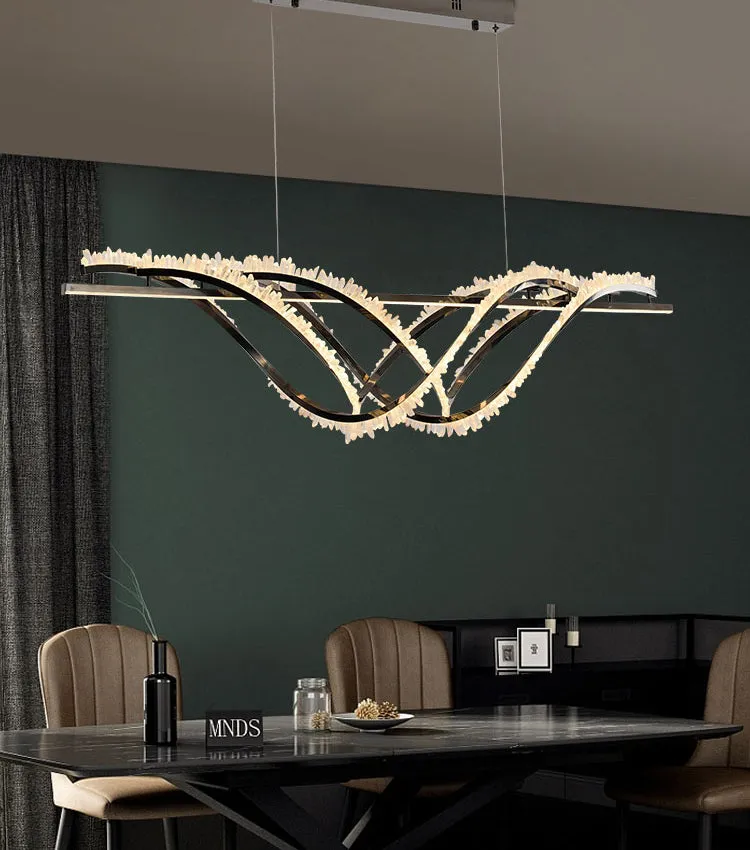 Rose Rock Crystal Grand Linear Chandelier | Ivanka Lumiere