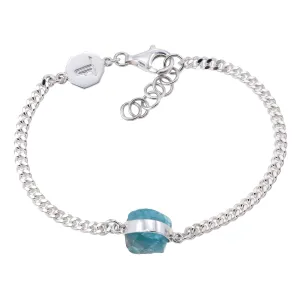 ROUGH GEM CHAIN BRACELET - APATITE - SILVER