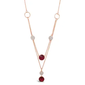 Ruby Rose Gold Diamante Garnet Double Necklace