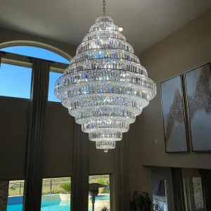 Rylight Extra Large Multi-tier Chrome/Gold Crystal Chandelier