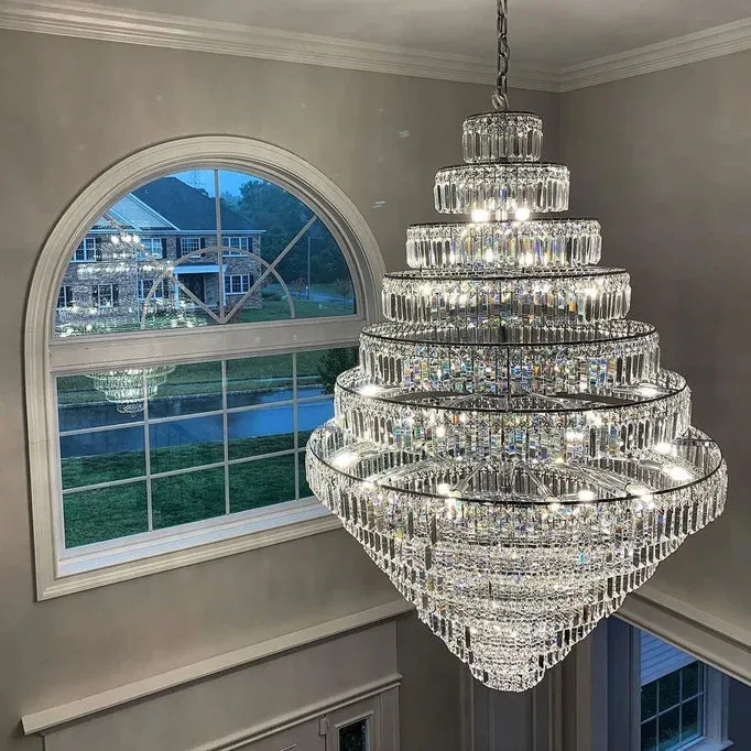 Rylight Extra Large Multi-tier Chrome/Gold Crystal Chandelier