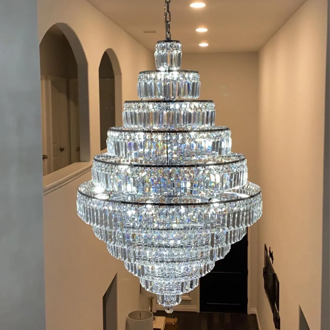 Rylight Extra Large Multi-tier Chrome/Gold Crystal Chandelier