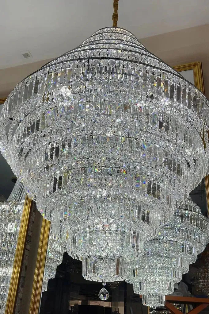 Rylight Extra Large Multi-tier Chrome/Gold Crystal Chandelier